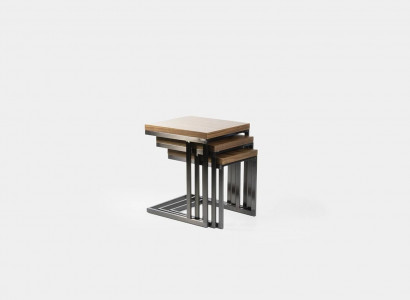 Living room 3x side table luxury wood table stainless steel design furniture furnishing